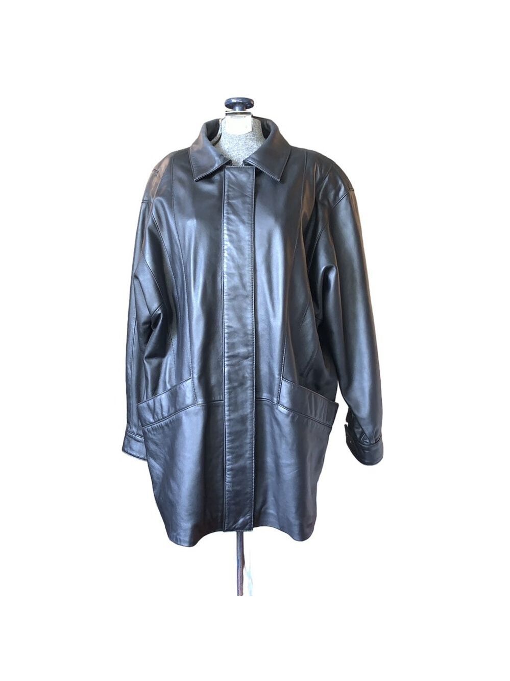 Women's New Trend Black Leather Jacket L